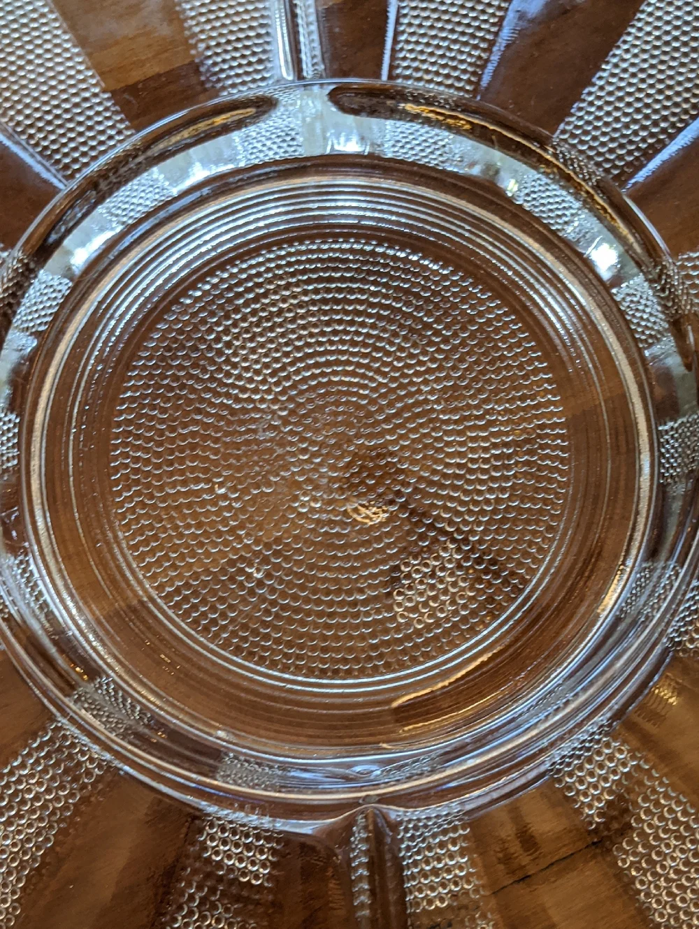 Vintage JEANETTE GLASS Co. Dewdrop Relish Dish Platter Tray Server Scallop Edge